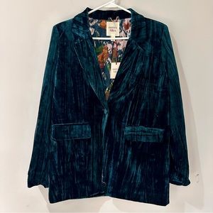 NWT Autres Filles Velvet Blazer Green Small